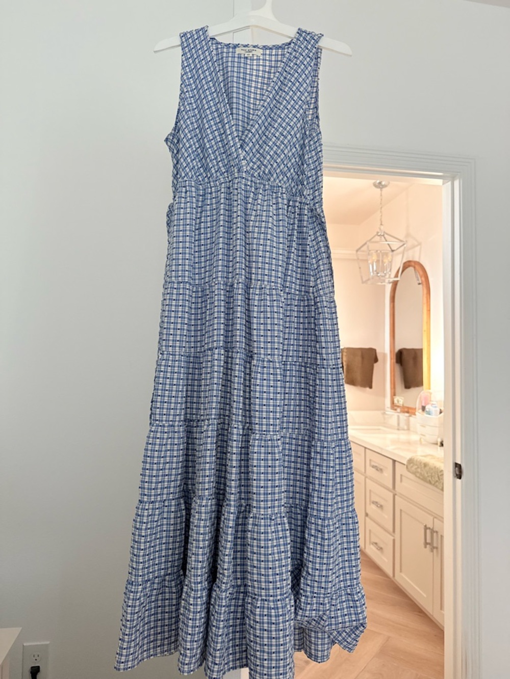 Blue Gingham Tiered Maxi Dress - Unbranded